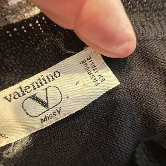 Vintage Valentino Miss V Wool Ruched Turtleneck Sweater in Black Size 48  Blend - Picture 7 of 10